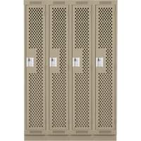 Clean Line Lockers, Bank of 4, 48" x 15" x 76", Steel, Beige, Rivet (Assembled), Perforated Distribution Industrielle GC