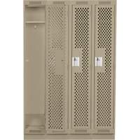 Clean Line Lockers, Bank of 4, 48" x 15" x 76", Steel, Beige, Rivet (Assembled), Perforated Distribution Industrielle GC