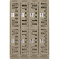 Casiers Clean Line, 2 niveaux, Bloc de 4, 48" x 12" x 76", Acier, Beige, Rivet (assembl&eacute;), Perfor&eacute; Distribution Industrielle GC