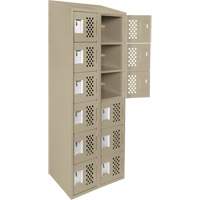 Clean-Line Perforated Lockerette, 6 -tier, Bank of 2, 15" x 72" x 12", Steel Distribution Industrielle GC