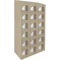 Clean-Line Perforated Lockerette, 6 -tier, Bank of 3, 15" x 72" x 12", Steel Distribution Industrielle GC