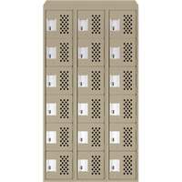 Clean-Line Perforated Lockerette, 6 -tier, Bank of 3, 15" x 72" x 12", Steel Distribution Industrielle GC