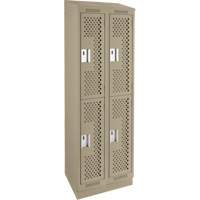 Clean Line Lockers, 2 -tier, Bank of 2, 24" x 12" x 82", Steel, Beige, Rivet (Assembled), Perforated Distribution Industrielle GC