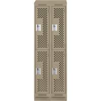 Clean Line Lockers, 2 -tier, Bank of 2, 24" x 12" x 82", Steel, Beige, Rivet (Assembled), Perforated Distribution Industrielle GC