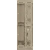 Clean Line Lockers, 2 -tier, Bank of 2, 24" x 12" x 82", Steel, Beige, Rivet (Assembled), Perforated Distribution Industrielle GC