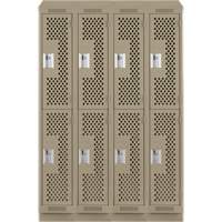Clean Line Lockers, 2 -tier, Bank of 4, 48" x 12" x 82", Steel, Beige, Rivet (Assembled), Perforated Distribution Industrielle GC