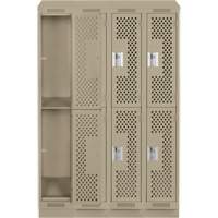 Clean Line Lockers, 2 -tier, Bank of 4, 48" x 12" x 82", Steel, Beige, Rivet (Assembled), Perforated Distribution Industrielle GC