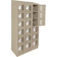 Clean-Line Perforated Lockerette, 6 -tier, Bank of 3, 15" x 72" x 12", Steel Distribution Industrielle GC