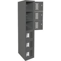 Clean-Line Perforated Lockerette, 6 -tier, 15" x 72" x 12", Steel Distribution Industrielle GC