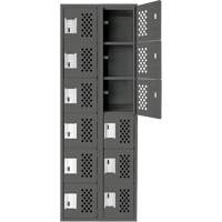 Clean-Line Perforated Lockerette, 6 -tier, Bank of 2, 15" x 72" x 12", Steel Distribution Industrielle GC