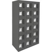 Clean-Line Perforated Lockerette, 6 -tier, Bank of 3, 15" x 72" x 12", Steel Distribution Industrielle GC