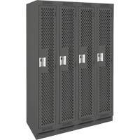 Clean Line Lockers, Bank of 4, 48" x 15" x 76", Steel, Charcoal, Rivet (Assembled), Perforated Distribution Industrielle GC
