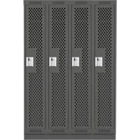 Clean Line Lockers, Bank of 4, 48" x 15" x 76", Steel, Charcoal, Rivet (Assembled), Perforated Distribution Industrielle GC
