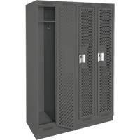 Clean Line Lockers, Bank of 4, 48" x 15" x 76", Steel, Charcoal, Rivet (Assembled), Perforated Distribution Industrielle GC