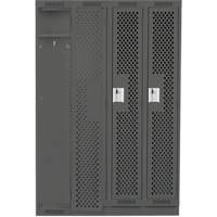 Clean Line Lockers, Bank of 4, 48" x 15" x 76", Steel, Charcoal, Rivet (Assembled), Perforated Distribution Industrielle GC