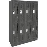 Casiers Clean Line, 2 niveaux, Bloc de 4, 48" x 12" x 76", Acier, Charbon, Rivet (assembl&eacute;), Perfor&eacute; Distribution Industrielle GC