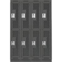 Casiers Clean Line, 2 niveaux, Bloc de 4, 48" x 12" x 76", Acier, Charbon, Rivet (assembl&eacute;), Perfor&eacute; Distribution Industrielle GC