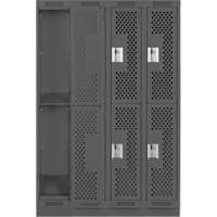 Casiers Clean Line, 2 niveaux, Bloc de 4, 48" x 12" x 76", Acier, Charbon, Rivet (assembl&eacute;), Perfor&eacute; Distribution Industrielle GC
