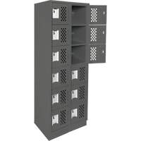 Assembled Lockerettes Clean Line Perforated Economy Lockers, 6 -tier, Bank of 2, 18" x 72" x 12", Steel Distribution Industrielle GC