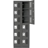 Assembled Lockerettes Clean Line Perforated Economy Lockers, 6 -tier, Bank of 2, 18" x 72" x 12", Steel Distribution Industrielle GC