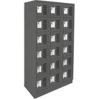 Assembled Lockerettes Clean Line Perforated Economy Lockers, 6 -tier, Bank of 3, 18" x 72" x 12", Steel Distribution Industrielle GC