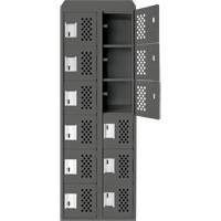 Clean-Line Perforated Lockerette, 6 -tier, Bank of 2, 15" x 72" x 12", Steel Distribution Industrielle GC