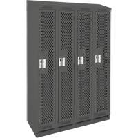 Clean Line Lockers, Bank of 4, 48" x 15" x 82", Steel, Charcoal, Rivet (Assembled), Perforated Distribution Industrielle GC