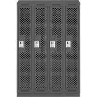 Clean Line Lockers, Bank of 4, 48" x 15" x 82", Steel, Charcoal, Rivet (Assembled), Perforated Distribution Industrielle GC