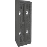 Clean Line Lockers, 2 -tier, Bank of 2, 24" x 12" x 82", Steel, Charcoal, Rivet (Assembled), Perforated Distribution Industrielle GC