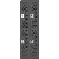 Clean Line Lockers, 2 -tier, Bank of 2, 24" x 12" x 82", Steel, Charcoal, Rivet (Assembled), Perforated Distribution Industrielle GC