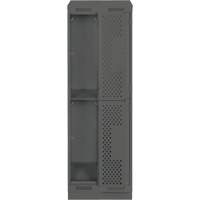 Clean Line Lockers, 2 -tier, Bank of 2, 24" x 12" x 82", Steel, Charcoal, Rivet (Assembled), Perforated Distribution Industrielle GC