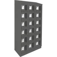 Assembled Lockerettes Clean Line Perforated Economy Lockers, 6 -tier, Bank of 3, 18" x 72" x 12", Steel Distribution Industrielle GC