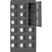 Assembled Lockerettes Clean Line Perforated Economy Lockers, 6 -tier, Bank of 3, 18" x 72" x 12", Steel Distribution Industrielle GC