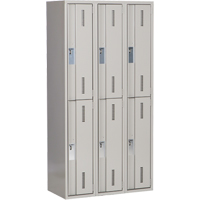 Concorde Heavy-Duty Lockers, 2 -tier, Bank of 3, 36" x 18" x 72", Steel, Grey, Welded (Assembled) Distribution Industrielle GC