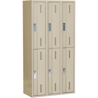Concorde Heavy-Duty Lockers, 2 -tier, Bank of 3, 36" x 18" x 72", Steel, Beige, Welded (Assembled) Distribution Industrielle GC