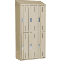 Casiers robustes Concorde, 2 niveaux, Bloc de 3, 36" x 18" x 78", Acier, Beige, Soud&eacute; (assembl&eacute;) Distribution Industrielle GC