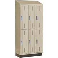 Casiers robustes Concorde, 2 niveaux, Bloc de 3, 36" x 18" x 82", Acier, Beige, Soud&eacute; (assembl&eacute;) Distribution Industrielle GC
