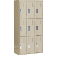 Casiers robustes Concorde, 3 niveaux, Bloc de 3, 36" x 18" x 72", Acier, Beige, Soud&eacute; (assembl&eacute;) Distribution Industrielle GC