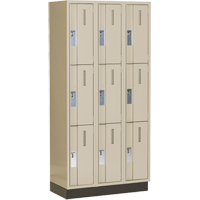 Casiers robustes Concorde, 3 niveaux, Bloc de 3, 36" x 18" x 76", Acier, Beige, Soud&eacute; (assembl&eacute;) Distribution Industrielle GC