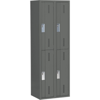 Concorde Heavy-Duty Lockers, 2 -tier, Bank of 2, 24" x 18" x 72", Steel, Charcoal, Welded (Assembled) Distribution Industrielle GC
