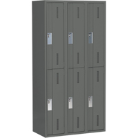 Concorde Heavy-Duty Lockers, 2 -tier, Bank of 3, 36" x 18" x 72", Steel, Charcoal, Welded (Assembled) Distribution Industrielle GC