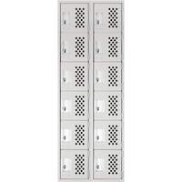 Clean-Line Perforated Lockerette, 6 -tier, Bank of 2, 15" x 72" x 12", Steel Distribution Industrielle GC