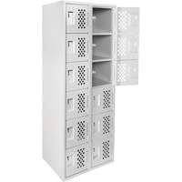 Clean-Line Perforated Lockerette, 6 -tier, Bank of 2, 15" x 72" x 12", Steel Distribution Industrielle GC