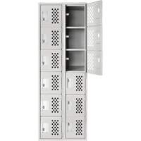 Clean-Line Perforated Lockerette, 6 -tier, Bank of 2, 15" x 72" x 12", Steel Distribution Industrielle GC