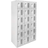 Clean-Line Perforated Lockerette, 6 -tier, Bank of 3, 15" x 72" x 12", Steel Distribution Industrielle GC