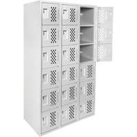 Clean-Line Perforated Lockerette, 6 -tier, Bank of 3, 15" x 72" x 12", Steel Distribution Industrielle GC