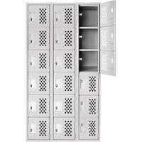 Clean-Line Perforated Lockerette, 6 -tier, Bank of 3, 15" x 72" x 12", Steel Distribution Industrielle GC