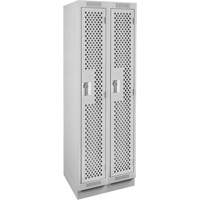 Clean Line Lockers, Bank of 2, 24" x 15" x 76", Steel, Grey, Rivet (Assembled), Perforated Distribution Industrielle GC