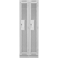Clean Line Lockers, Bank of 2, 24" x 15" x 76", Steel, Grey, Rivet (Assembled), Perforated Distribution Industrielle GC