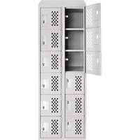 Assembled Lockerettes Clean Line Perforated Economy Lockers, 6 -tier, Bank of 2, 18" x 72" x 12", Steel Distribution Industrielle GC